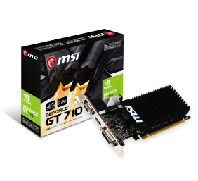 MSI | GT 710 2GD3H LP | NVIDIA | 2 GB | GeForce GT 710 | DDR3 | DVI-D ports quantity 1 | HDMI ports quantity 1 | PCI Express 2.0 x16 (uses x8) | Memory clock speed 1600 MHz | Processor frequency 954 MHz | VGA (D-Sub) ports quantity 1