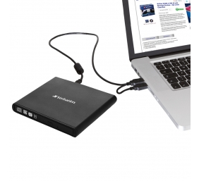 Verbatim 98938 External Slimline CD/DVD Writer Išorinis optinis įrenginys, USB-A, Juoda