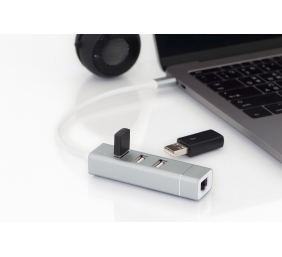 Digitus | USB Type-C 3-Port Hub + Fast Ethernet LAN Adapter | DA-70253
