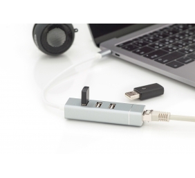 Digitus | USB Type-C 3-Port Hub + Fast Ethernet LAN Adapter | DA-70253