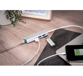 Digitus | 3-port USB Hub and Gigabit LAN adapter | DA-70250-1 | USB Hub