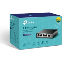 TP-LINK | Switch | TL-SG1005P | Unmanaged | Desktop | Gigabit Ethernet (copper) ports quantity 5 | Power over Ethernet (PoE) ports quantity 4 | Power supply type External | 36 month(s)