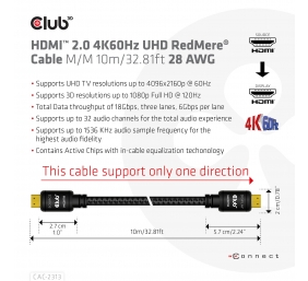 CLUB 3D HDMI 2.0 4K60Hz RedMere cable 10