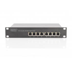 Digitus | 8-port Gigabit Ethernet Switch | DN-80114 | Unmanaged | Rackmountable | 10/100 Mbps (RJ-45) ports quantity | 1 Gbps (RJ-45) ports quantity | SFP+ ports quantity | Power supply type Internal