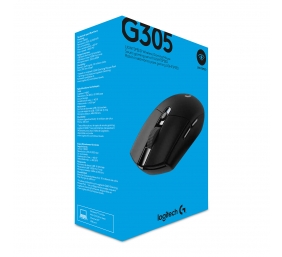 Logitech G305 Lightspeed Belaidė žaidimų pelė, RF Wireless + Bluetooth, 12000 DPI, Juoda