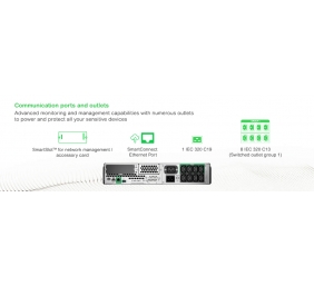 Schneider Electric Smart-UPS, Rackmount 2U, SmartConnect port + SmartSlot, AVR, LCD | SMT3000RMI2UC | 3000 VA | 2700 W