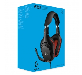 Logitech G332 Laidinės žaidimų ausinės, 3.5 mm jack, Black/Red