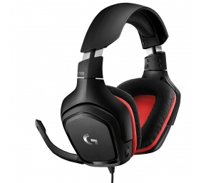 Logitech G332 Laidinės žaidimų ausinės, 3.5 mm jack, Black/Red