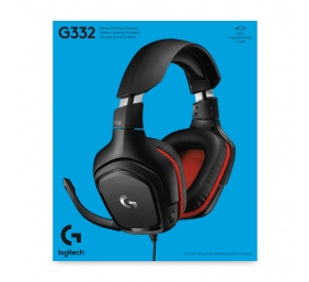 Logitech G332 Laidinės žaidimų ausinės, 3.5 mm jack, Black/Red