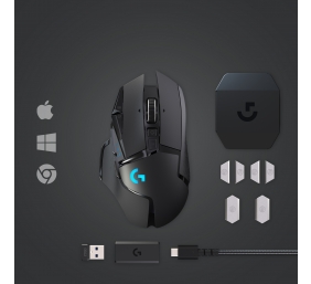 Logitech G502 LIGHTSPEED Belaidė žaidimų pelė, RF Wireless, 25600 DPI, Juoda