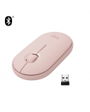Logitech Pebble M350 Belaidė pelė, RF Wireless + Bluetooth, Silent, Rožinė