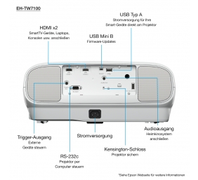 Epson | EH-TW7100 | 4K PRO-UHD 3840 x 2160 (2 x 1920 x 1080) | 3000 ANSI lumens | White | Lamp warranty 12 month(s)