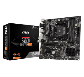 MSI | B450M PRO-VDH MAX | Processor family AMD | Processor socket AM4 | DDR4 DIMM | Memory slots 4 | Number of SATA connectors 4 | Chipset AMD B | Micro ATX