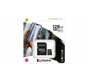 Kingston | Canvas Select Plus | UHS-I | 128 GB | MicroSDXC | Flash memory class 10 | SD Adapter