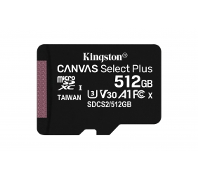 Kingston | Canvas Select Plus | 512 GB | Micro SD | Flash memory class 10 | SD adapter