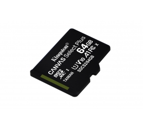 Atminties kortelė Kingston 64 GB MicroSDXC Canvas Select Plus, A1, Class 10, UHS-I, + Adapteris