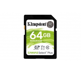 Kingston | Canvas Select Plus | UHS-I | 64 GB | SDXC | Flash memory class 10