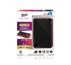 Portable Hard Drive | ARMOR A62 | 1000 GB | USB 3.2 Gen1 | Black/Red