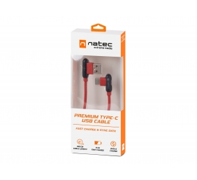 Natec Prati, Angled USB Type C to Type A Cable 1m, Red | Natec | Prati | USB Type C | USB Type-A
