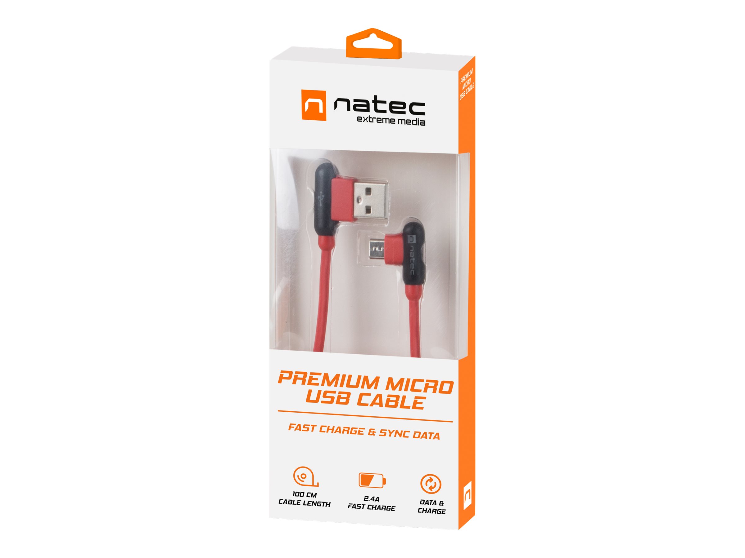Natec | Angled USB Micro to Type A Cable | Prati | Micro USB | USB Type-A