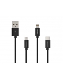 Natec USB-A to Micro USB, Lightning, USB-C 	NKA-1202 1 m Black