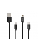 Natec | NKA-1202 | USB-A to Micro USB, Lightning, USB-C 1 m | Black