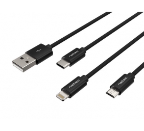 Natec | NKA-1202 | USB-A to Micro USB, Lightning, USB-C 1 m | Black