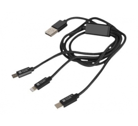 Natec | NKA-1202 | USB-A to Micro USB, Lightning, USB-C 1 m | Black