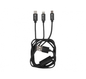 Natec | NKA-1202 | USB-A to Micro USB, Lightning, USB-C 1 m | Black