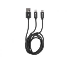 Natec USB-A to Micro USB, Lightning 1 m, Black