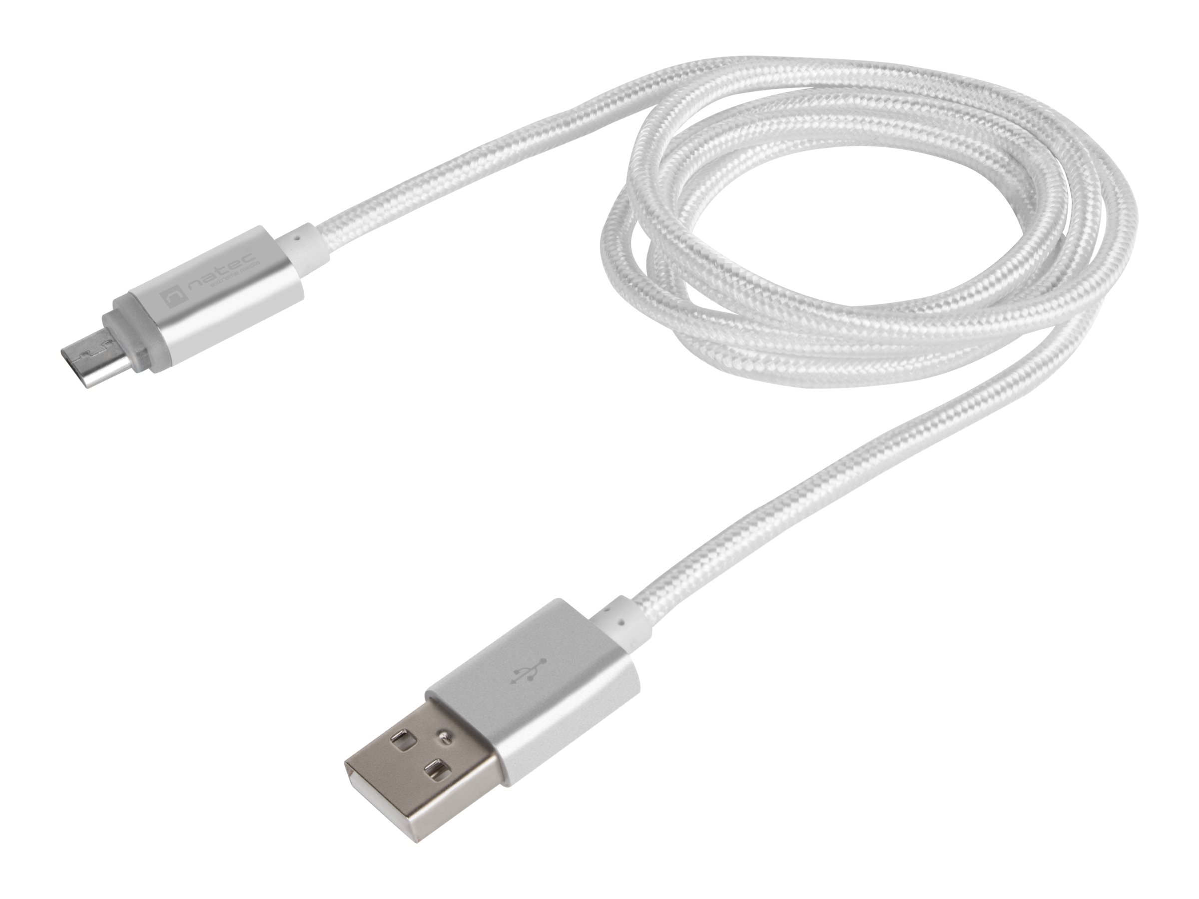 Natec Prati, USB Micro to Type A Cable 1m, LED, Silver | Natec | Micro USB to USB Type-A | Prati | Micro USB | USB Type-A