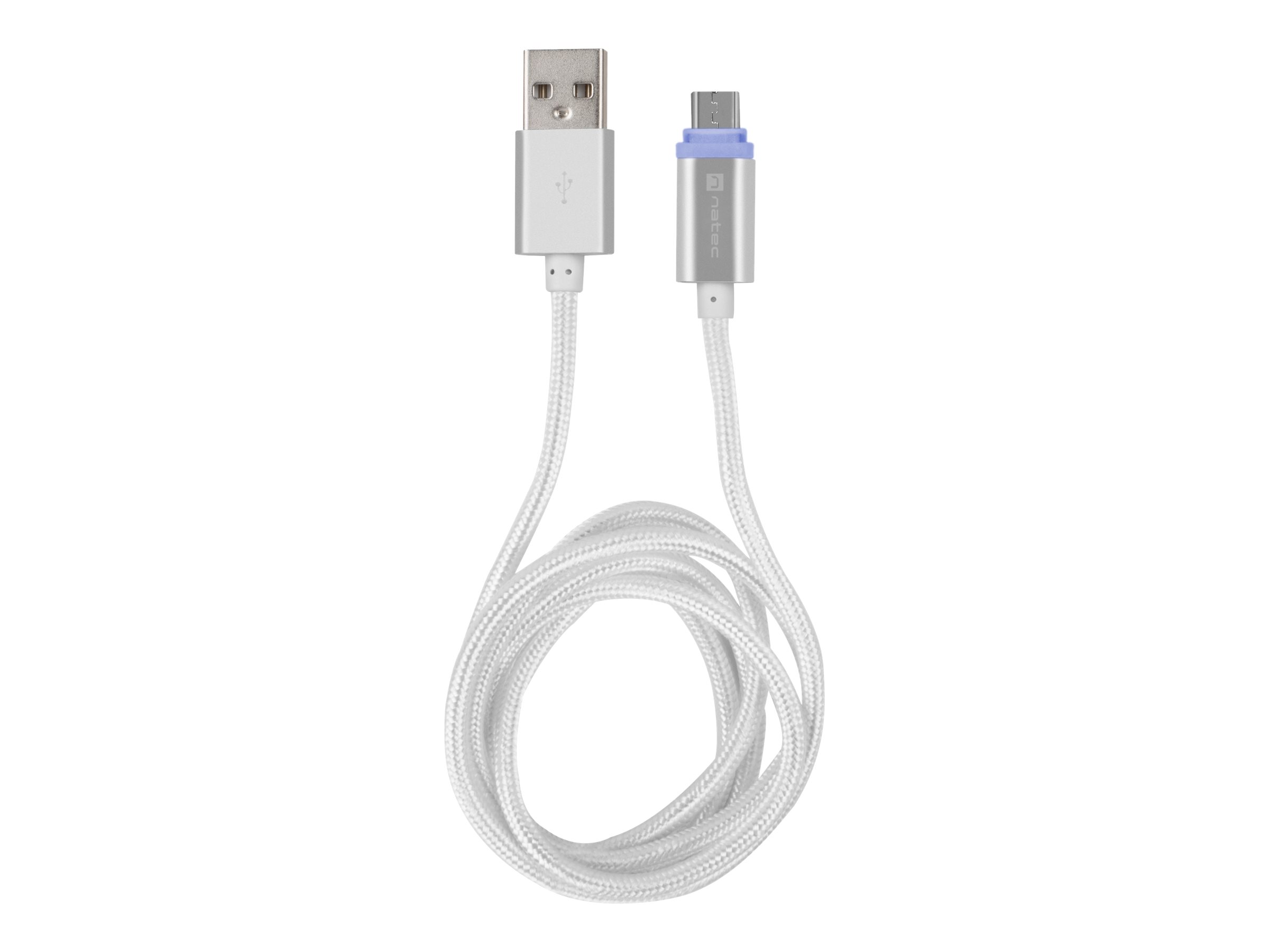 Natec Prati, USB Micro to Type A Cable 1m, LED, Silver | Natec | Micro USB to USB Type-A | Prati | Micro USB | USB Type-A