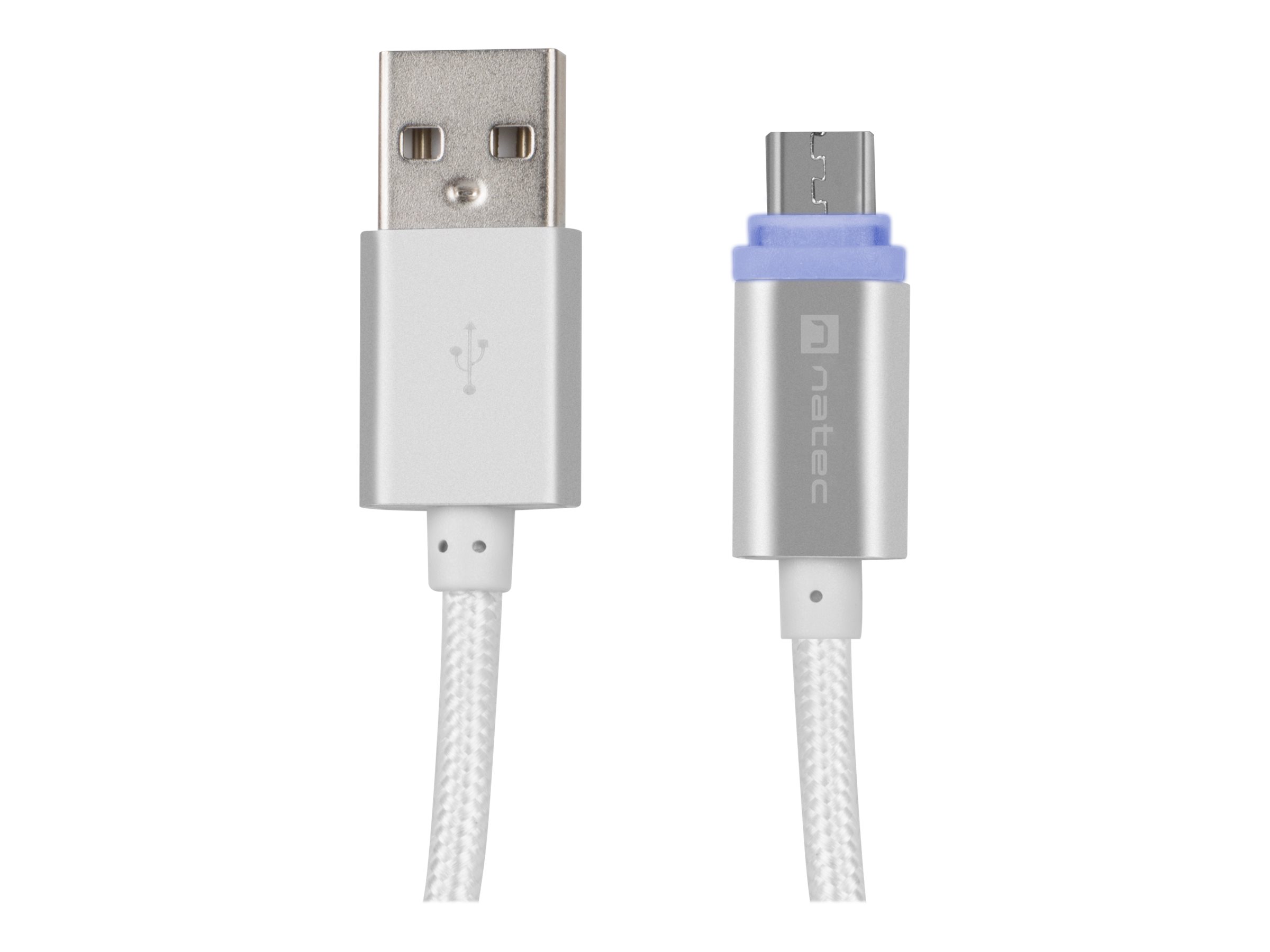 Natec Prati, USB Micro to Type A Cable 1m, LED, Silver | Natec | Micro USB to USB Type-A | Prati | Micro USB | USB Type-A