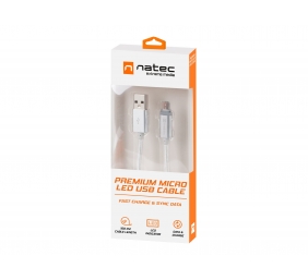 Natec Prati, USB Micro to Type A Cable 1m, LED, Silver | Natec | Micro USB to USB Type-A | Prati | Micro USB | USB Type-A