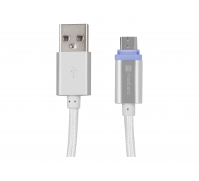 Natec Prati, USB Micro to Type A Cable 1m, LED, Silver | Natec | Micro USB to USB Type-A | Prati | Micro USB | USB Type-A