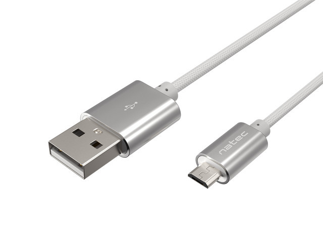 Natec Prati, USB Micro to Type A Cable 1m, Nylon, Silver | Natec | Micro USB to USB Type-A | Prati | Micro USB | USB Type-A