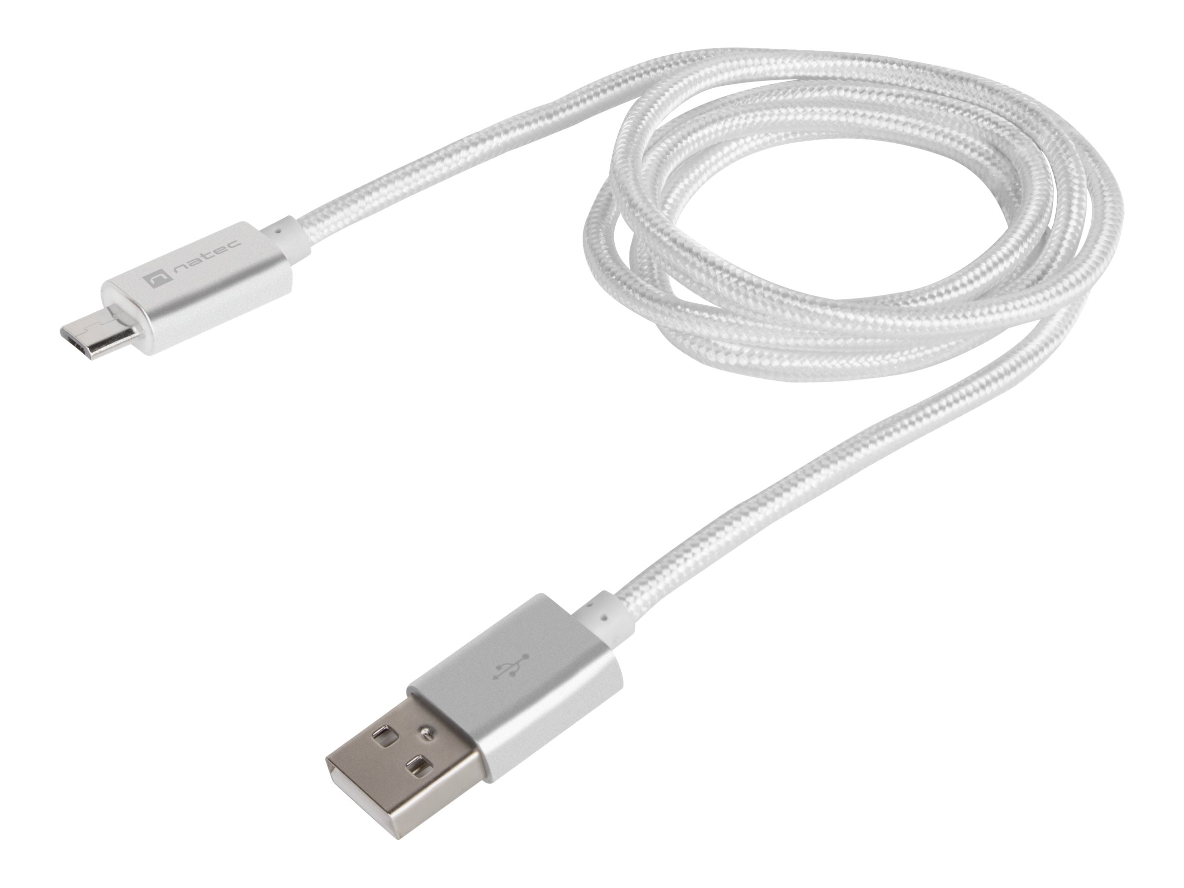 Natec Prati, USB Micro to Type A Cable 1m, Nylon, Silver | Natec | Micro USB to USB Type-A | Prati | Micro USB | USB Type-A