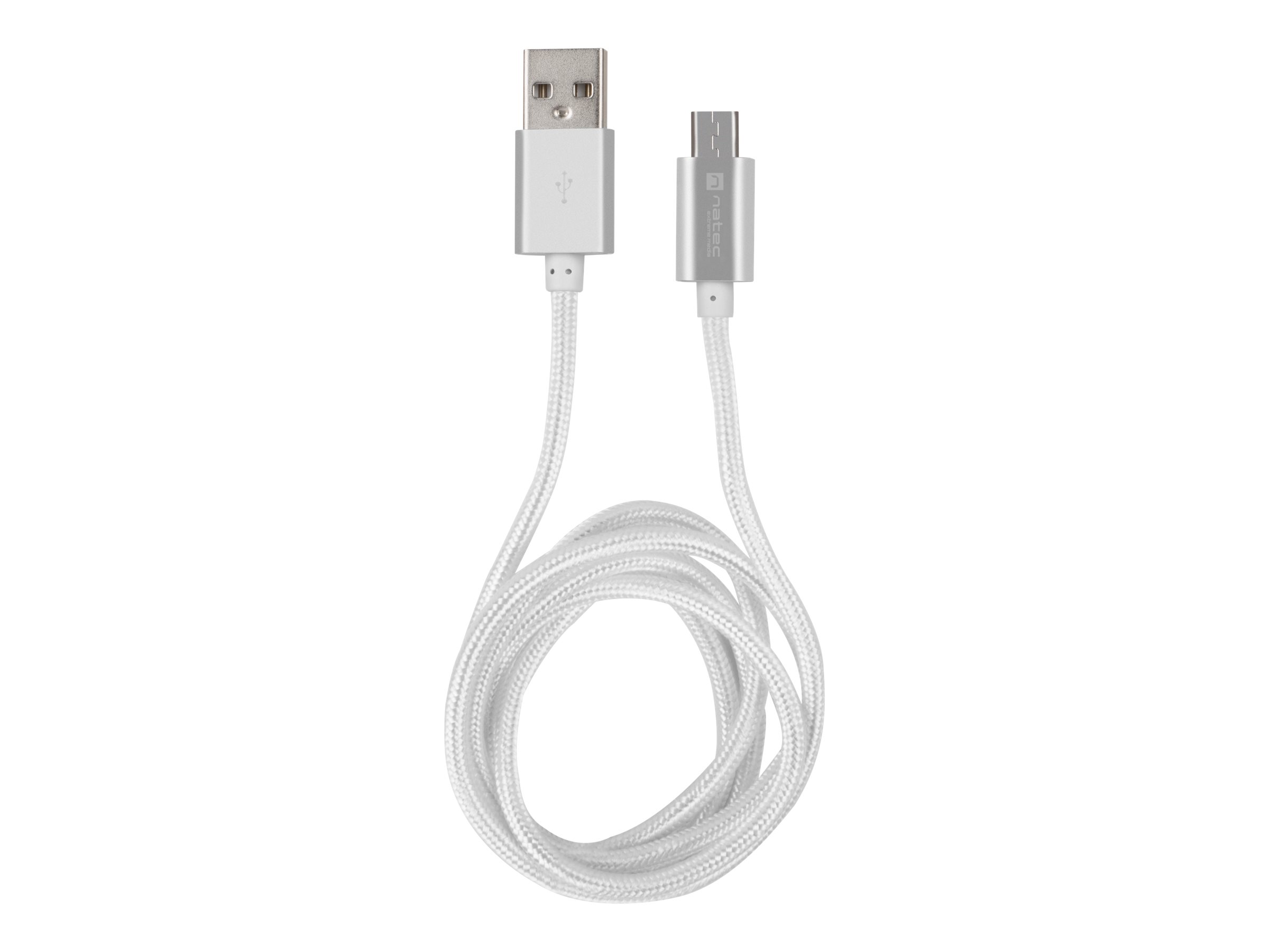 Natec Prati, USB Micro to Type A Cable 1m, Nylon, Silver | Natec | Micro USB to USB Type-A | Prati | Micro USB | USB Type-A