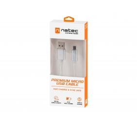 Natec Prati, USB Micro to Type A Cable 1m, Nylon, Silver | Natec | Prati | Micro USB | USB Type-A