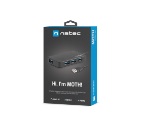 Natec 4 Port Hub With USB 3.0 | Moth NHU-1342 | 0.15 m | Black