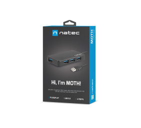 Natec | 4 Port Hub With USB 3.0 | Moth NHU-1342 | Black | 0.15 m