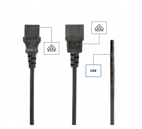 Cablexpert | PC-189-VDE power extension cable 1.8 meter | Black C14 coupler | C14 coupler