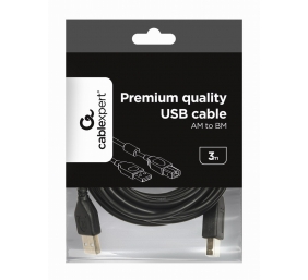 USB 2.0 A-plug B-plug 3 m (10 ft) cable with ferrite core | Cablexpert