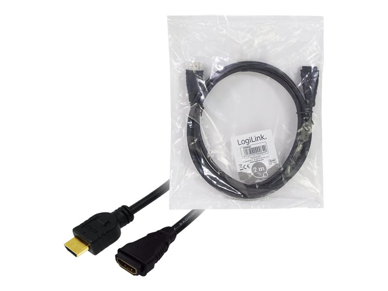 Logilink | HDMI Cable Type A Male - HDMI Type A Female | CH0056 | HDMI Type A Female | HDMI Type A Male | HDMI to HDMI | 2 m
