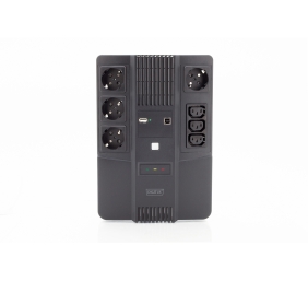 Digitus | All-in-One UPS | All-in-One UPS, 600VA/360W, LED 12V/7Ah x1, 4x CEE 7/7,3x IEC C13, USB, RJ45 | 600 VA | 360 W