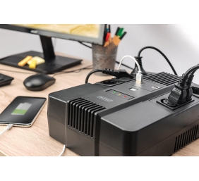 Digitus | All-in-One UPS | All-in-One UPS, 600VA/360W, LED 12V/7Ah x1, 4x CEE 7/7,3x IEC C13, USB, RJ45 | 600 VA | 360 W