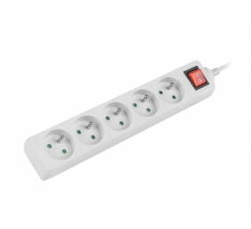 Lanberg Cable Power Strip, 5X French Outlets with Switch, Quality-Grade Copper, 1.5 m | PS1-05E-0150-W
