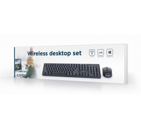 Gembird | Keyboard and mouse | KBS-W-01 | Keyboard and Mouse Set | Wireless | Mouse included | Batteries included | US | Black | 390 g | Numeric keypad