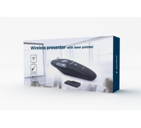 Gembird | Wireless presenter with laser pointer | WP-L-01 | Black | Depth 25 mm | Height 105 mm | Red laser pointer. 4 buttons to control most used PowerPoint presentation functions. Interface: USB. Presenter control distance: up to 10 m. | Yes | Weight 6