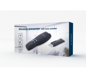 Gembird | Wireless presenter with laser pointer | WP-L-02 | Black | Depth 25 mm | Height 105 mm | Red laser pointer. 4 buttons to control most used PowerPoint presentation functions. Interface: USB. Presenter control distance: up to 10 m. | Yes | Weight 8